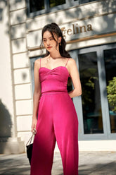 Silk Spaghetti Strap Top with Twisted Front Detail for Elegant Day-to-Night Outfits